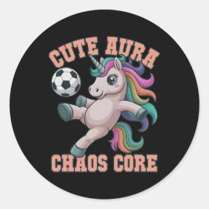 Cute Soccer Unicorn Cute Aura Chaos Core 67 Scorin Classic Round Sticker