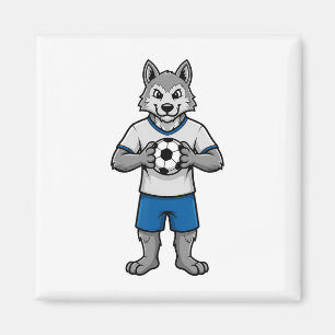 Cute Soccer Wolf Footll Player Animal Sports Magnet