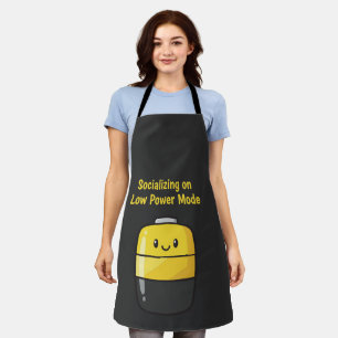 Cute Social Battery "Socialising on Low Power Mode Apron