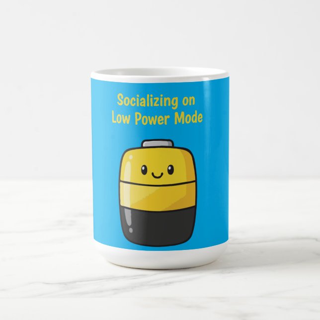 Cute Social Battery "Socialising on Low Power Mode Magic Mug (Center)