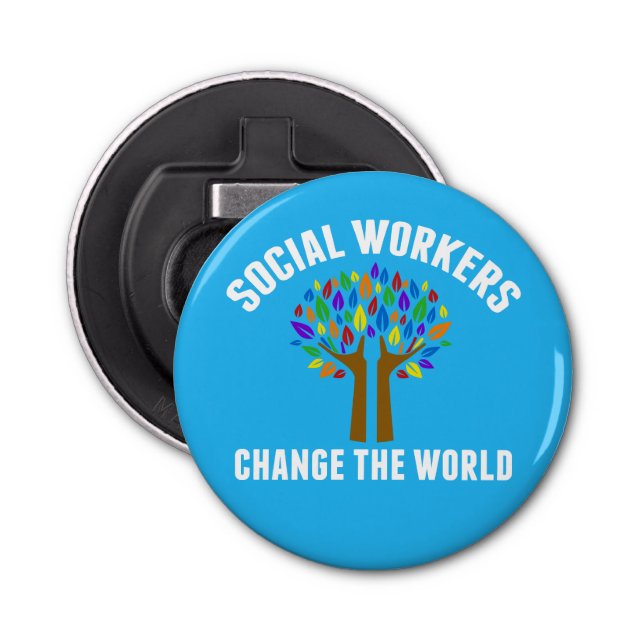 Cute Social Work Quote Blue Social Worker Bottle Opener (Front)