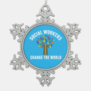 Cute Social Work Quote Snowflake Pewter Christmas Ornament