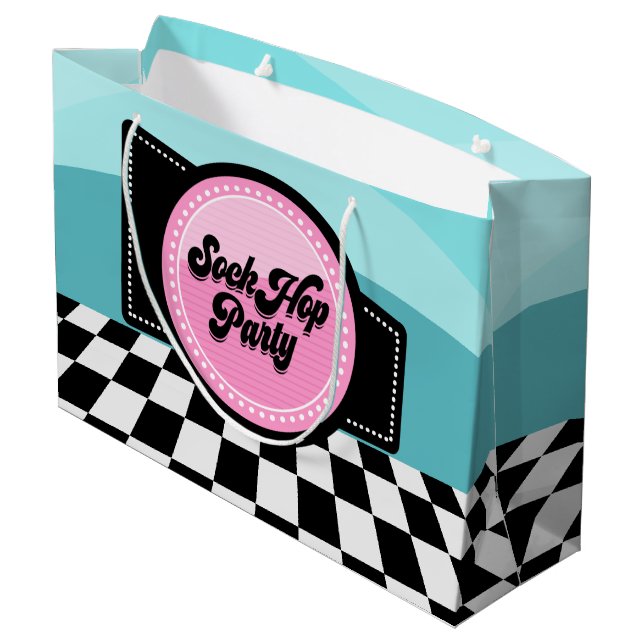 Cute sock hop party fifties large gift bag (Back Angled)
