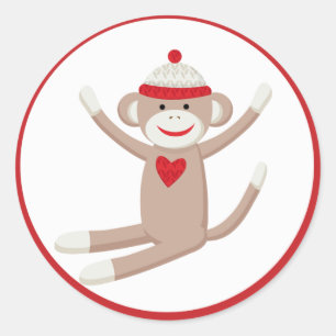 Cute Sock Monkey Envelope Seals or Toppers