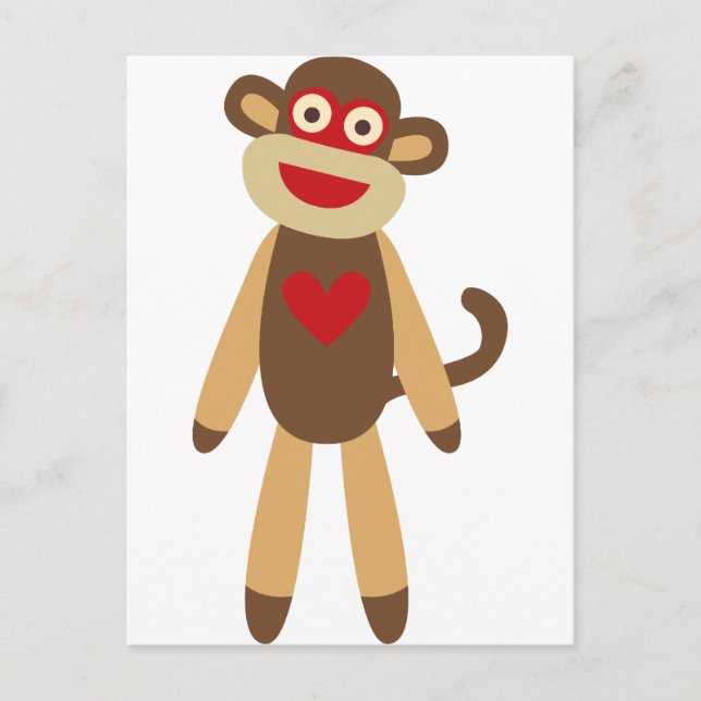 Cute Sock Monkey Postcard (Front)