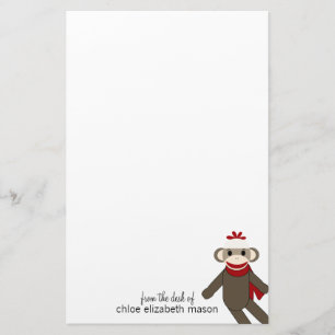 Cute Sock Monkey Stationery
