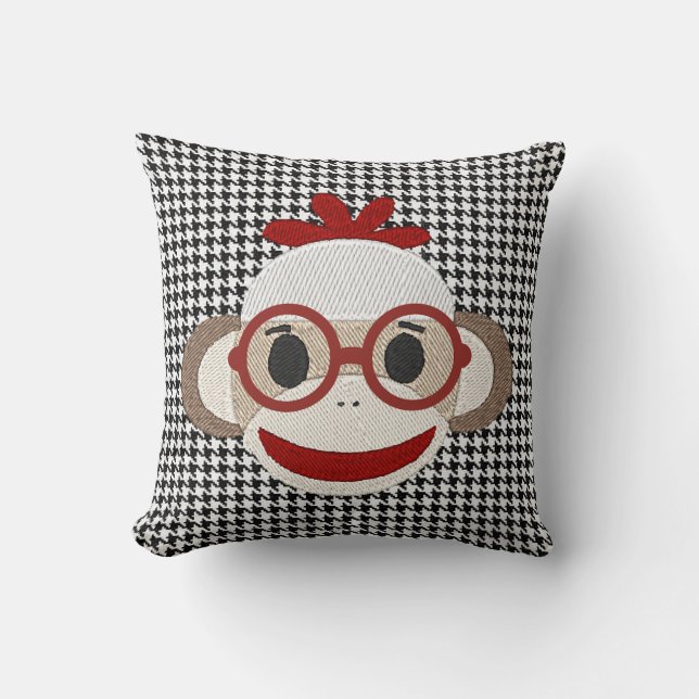"Cute Sock Monkey" THROW PILLOW (Front)