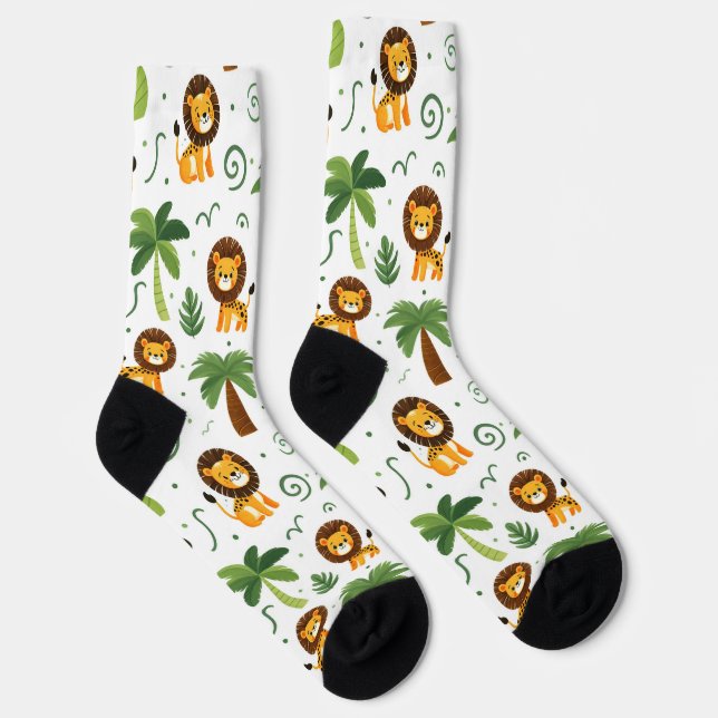 Cute Socks with Baby Lion Safari Jungle Animal  (Right)