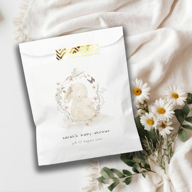 Cute Soft Baby Mum Bunny Floral Wreath Baby Shower Favour Bag (Creator Uploaded)