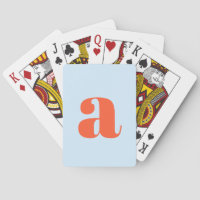 Cute Soft Blue Orange Monogram Retro Lettering