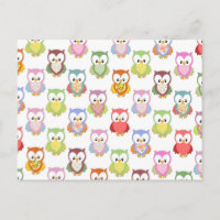 Cute soft colourful owls different chest patterns