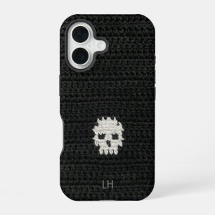 Cute Soft Goth Crochet Skull Yarn Custom Name iPhone 16 Case