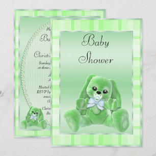 Cute Soft Green Floppy Ears Bunny Baby Shower Invitation