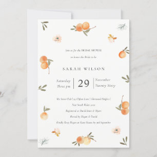 Cute Soft Orange Floral Boho Bridal Shower Invite
