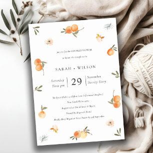 Cute Soft Orange Floral Boho Couples Shower Invite