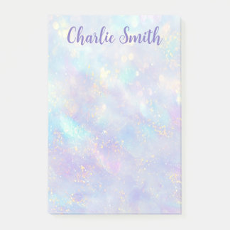 Cute soft pastel background script name post-it notes