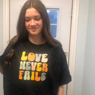 CUTE Soft Pastel Colour LOVE NEVER Black T-Shirt