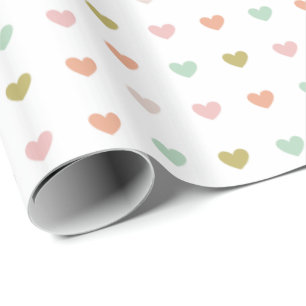 Cute Soft Pastel Hearts Pattern Wrapping Paper