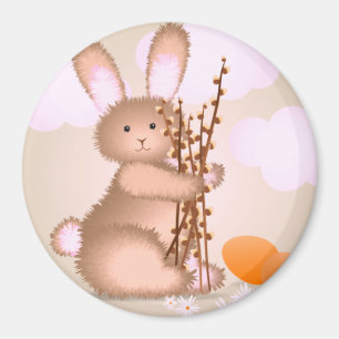 Cute soft pink Easter Bunny Classic Round Magnet
