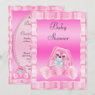 Cute Soft Pink Floppy Ears Bunny Baby Shower Invitation