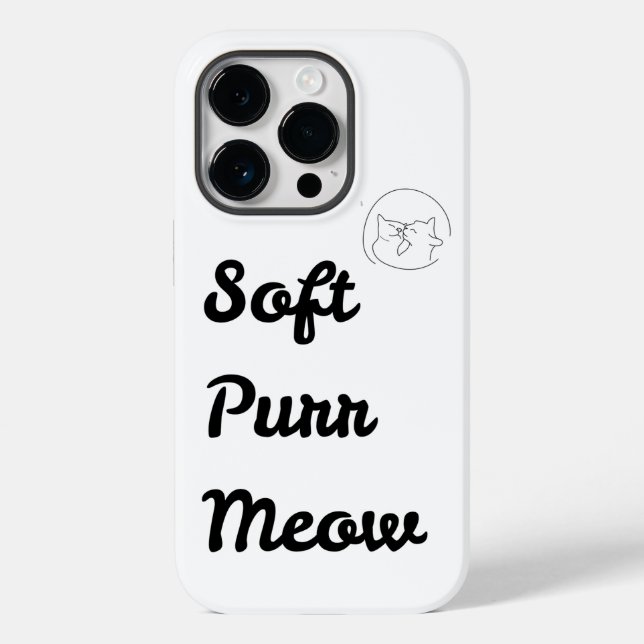 Cute "Soft Purr Meow" Minimalist Cat Phone Case (Back)