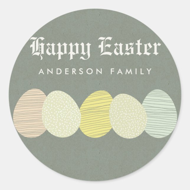 CUTE SOFT SUBTLE PASTEL EASTER EGGS PERSONALIZED CLASSIC ROUND STICKER (Front)