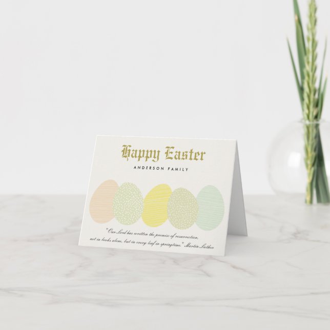 CUTE SOFT SUBTLE PASTEL EASTER EGGS PERSONALIZED HOLIDAY CARD (Front)