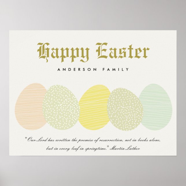 CUTE SOFT SUBTLE PASTEL EASTER EGGS PERSONALIZED POSTER (Front)