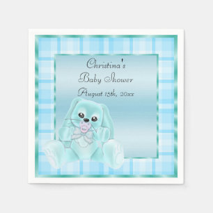 Cute Soft  Teal Floppy Ears Bunny Baby Shower Napkin