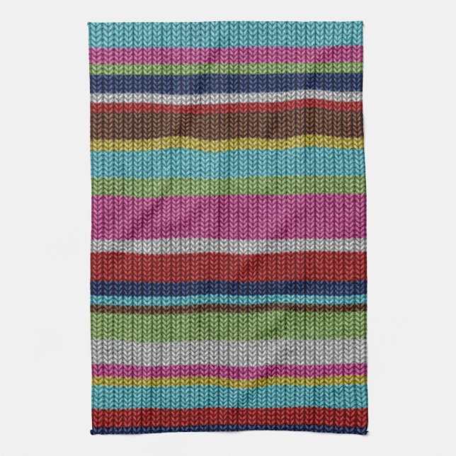 Cute soft trendy knitted wool effects warm winter tea towel (Vertical)