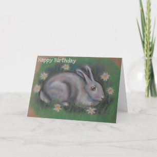 Cute soft white bunny rabbit card