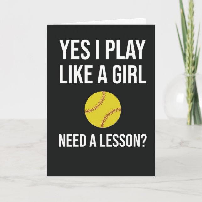 Cute Softball Cards For Girls Team Players Sports (Front)