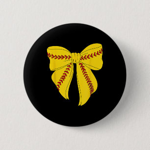 Cute Softball Coquette Bow For Women Girls Softbal 6 Cm Round Badge