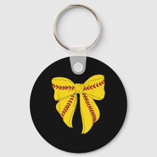 Cute Softball Coquette Bow For Women Girls Softbal Key Ring