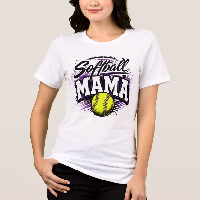 Cute Softball Mama Tri-Blend Shirt (Front)