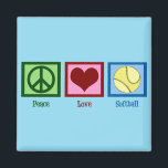 Cute Softball (Peace Love) Magnet<br><div class="desc">Peace Love Softball gift with a pretty peace sign,  heart,  and a softball. A great Christmas gift for a softball player or coach.</div>