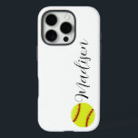 Cute Softball Personalised Name iPhone 16 Pro Case<br><div class="desc">A cute softball personalised name iPhone case,  featuring a modern calligraphy script font. The font style and colour can be changed using the online template tools.</div>