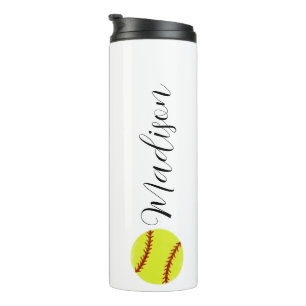 Cute Softball Personalised Name Thermal Tumbler