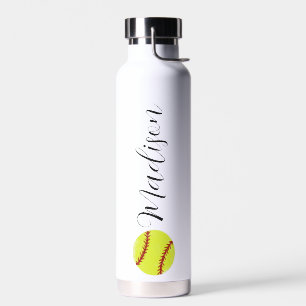 Cute Softball Personalized Name Water Bottle