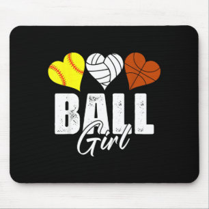 Cute Softball Volleyball Basball Girl Heart Mouse Pad