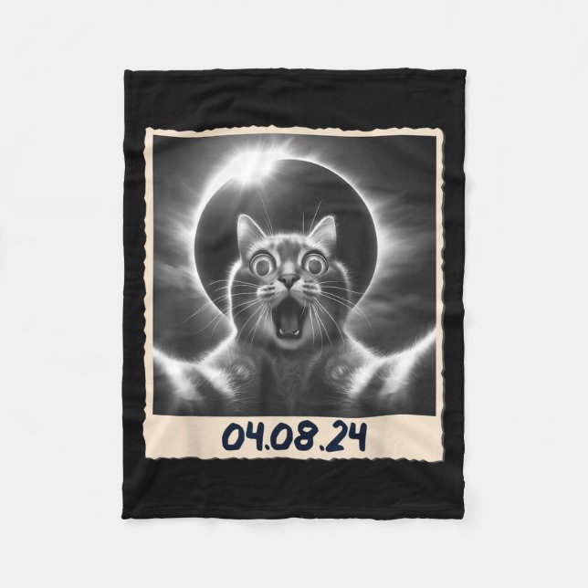 Cute Solar Eclipse 04 08 24 Fleece Blanket (Front)
