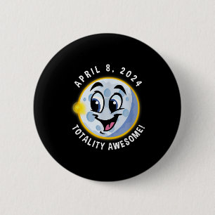 Cute Solar Eclipse April 8 Smiling 6 Cm Round Badge