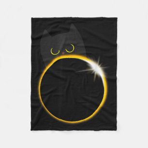 Cute Solar Eclipse Black Cat Lover Fleece Blanket