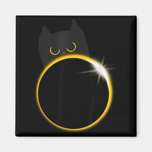 Cute Solar Eclipse Black Cat Lover Magnet