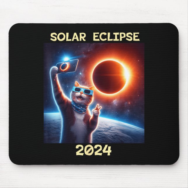 Cute Solar Eclipse Cat Mouse Pad (Front)