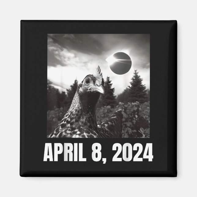 Cute Solar Eclipse Chicken Selfie Meme Magnet (Front)