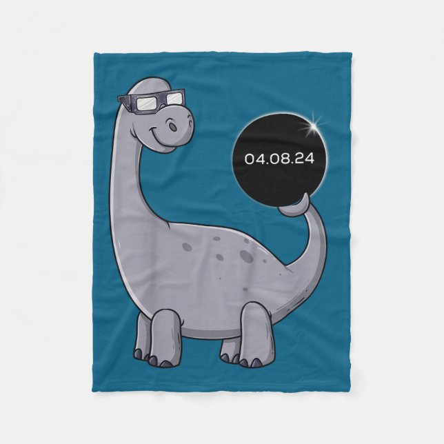 Cute Solar Eclipse Dino 04 08 Fleece Blanket (Front)