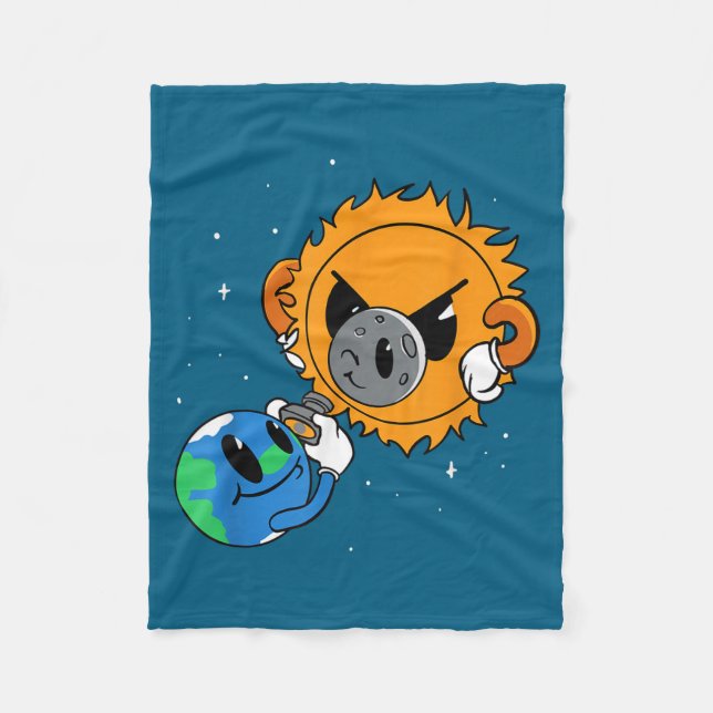 Cute Solar Eclipse Fleece Blanket (Front)
