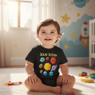 Cute Solar System Cartoon Planets Toddler T-Shirt
