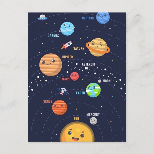 Cute Solar System Design Postcard (Front)
